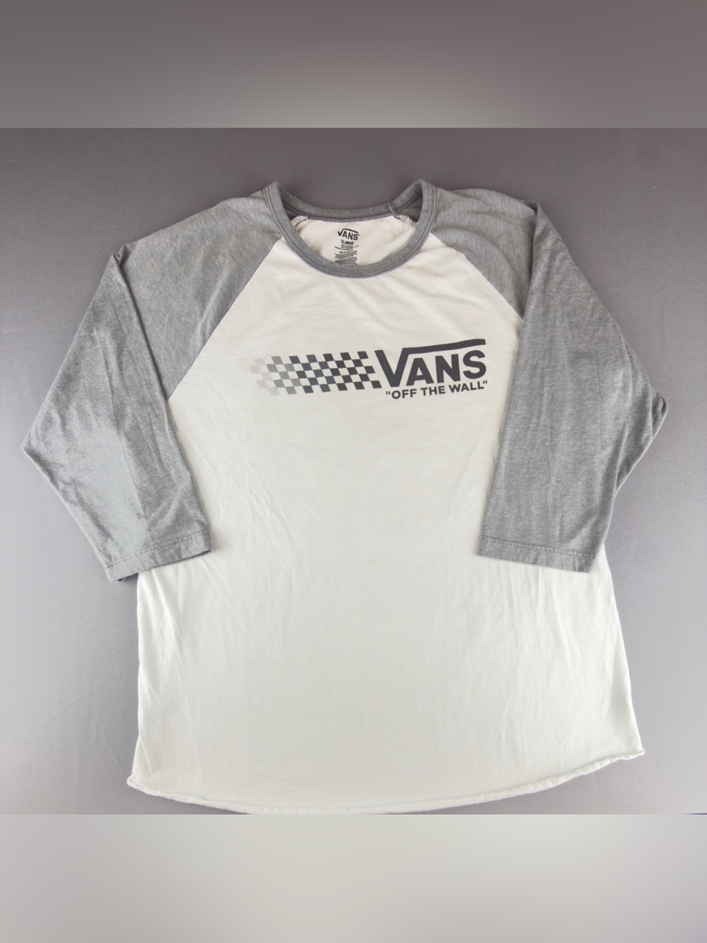 Vans White & Gray Raglan 'Off The Wall' Baseball Tee